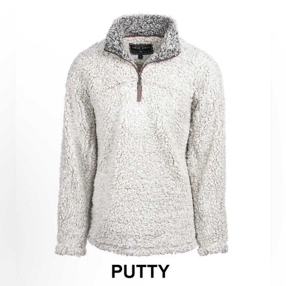 True Grit Sherpa Quarter-Zip Pullover in Putty